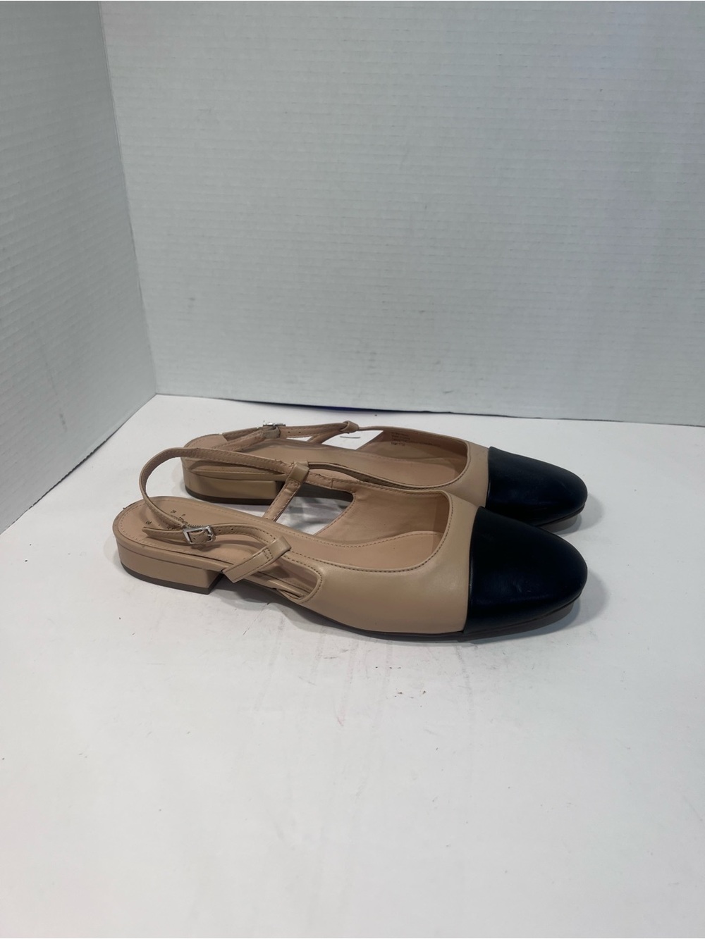 a new day Beige and Black Slingback Cap-Toe Flats